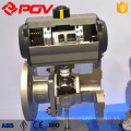 Flanged 3 way ptfe pneumatic air actuator ball valve